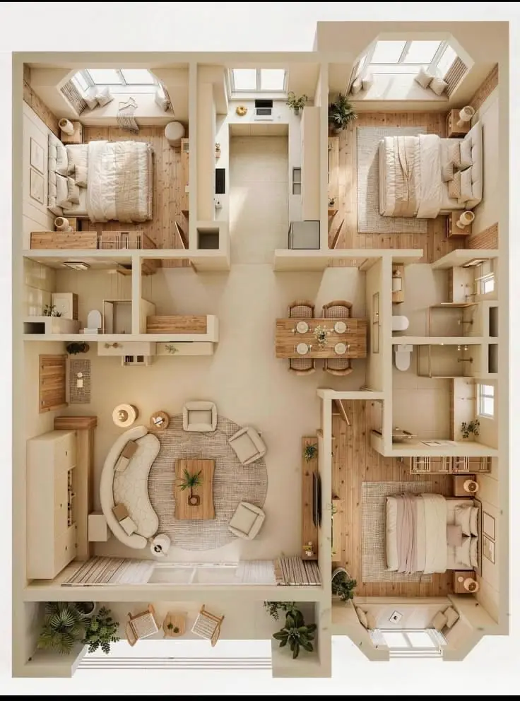 3 BHK floor plan
