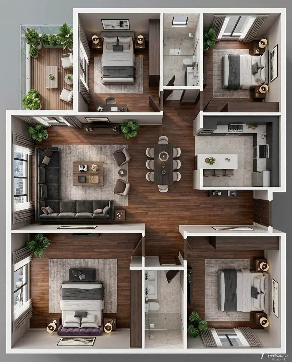 4 BHK floor plan